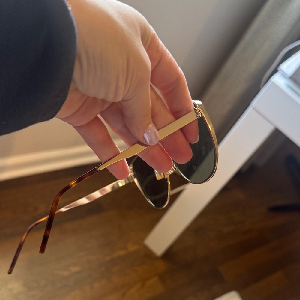 Yves Saint Laurent Women’s Sunglasses - Silver Frame, Dark Green Lenses - Picture 4 of 5